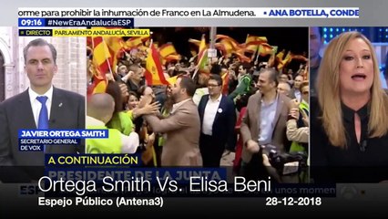 Javier Ortega Smith (VOX) contra Elisa Beni: "¡Decir que estamos contra las mujeres es demagogia!"
