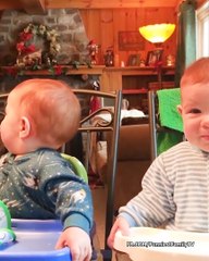 Funny Twin Babies Playing Together