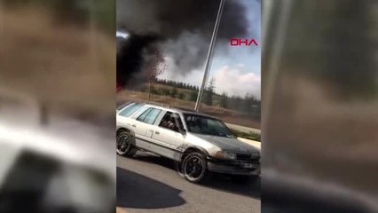 Seyir halindeki otobüs alev alev yandı