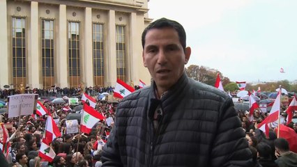 اللبنانيون بباريس يتظاهرون تأييدا لمطالب أبناء شعبهم بلبنان