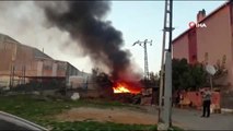 Pendik'te fabrika bahçesinde korkutan yangın