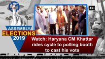 Haryana CM Khattar rides cycle to polling booth to cast his vote