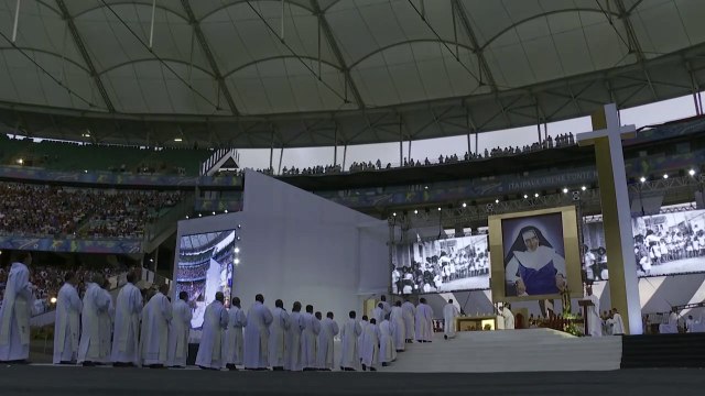 Thousands of Catholic faithful in Brazil celebrate first female saint