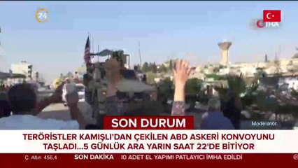 Teröristler Kamışlı'dan çekilen ABD askeri konvoyunu taşladı