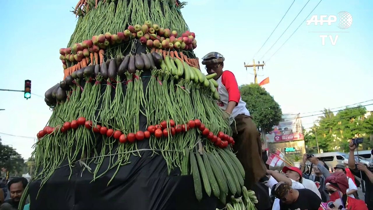 Indonesien: Riesiger Gemüseturm zu Ehren von Präsident Widodo