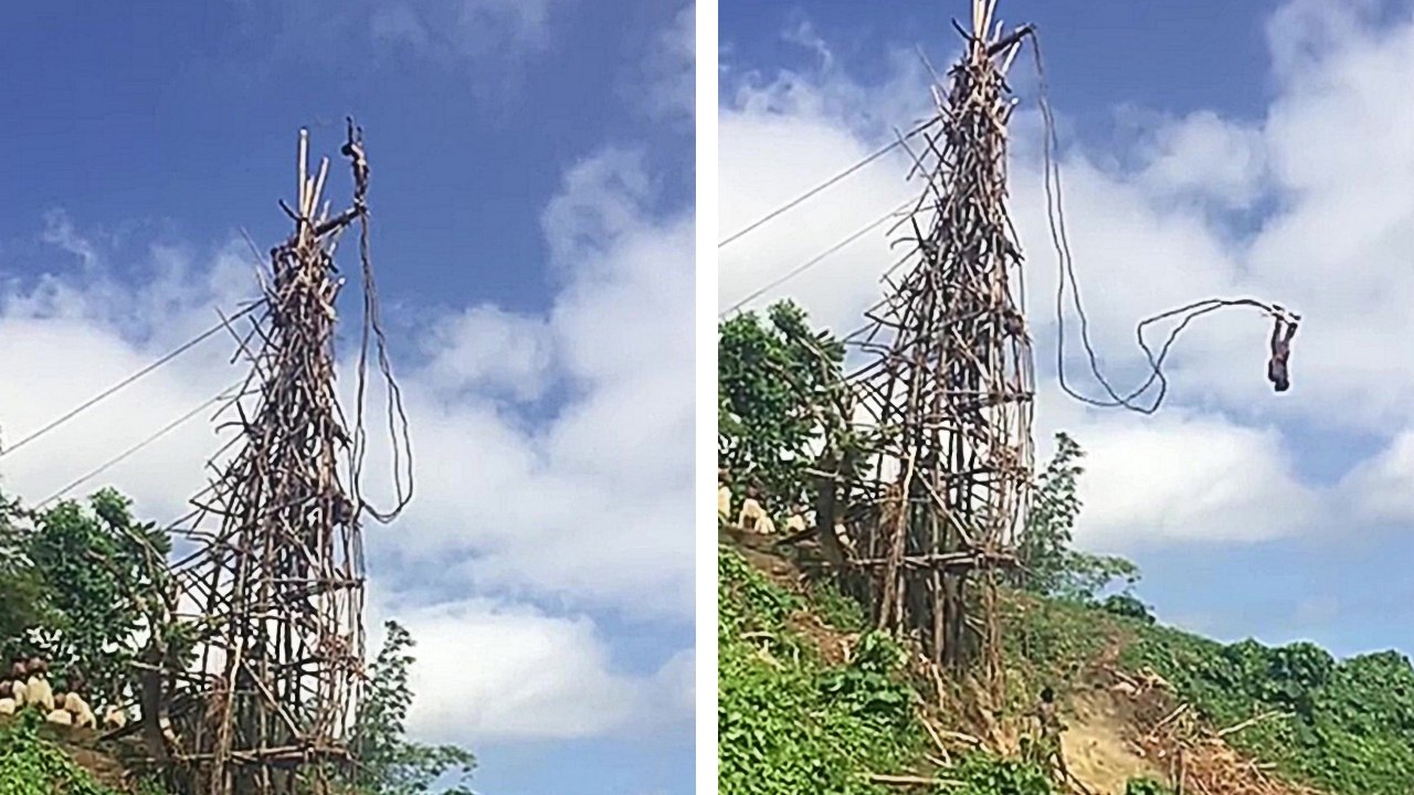 Un rituel qui consiste à sauter d'une plateform...