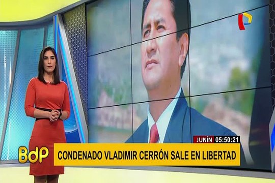 Cerrón fue recibido entre aplausos de sus simpatizantes tras salir libre