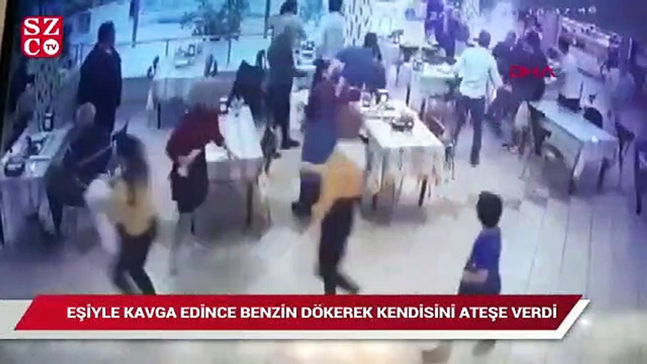 Eşiyle kavga edince kendisini ateşe verdi