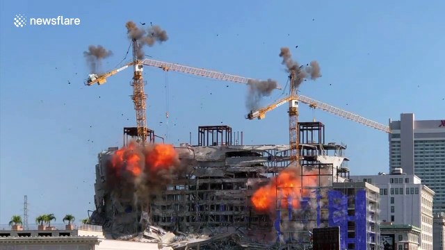 Hard Rock Hotel demolition sees two cranes collapse in New Orleans