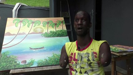 Ivorian painter with no arms or legs inspires many