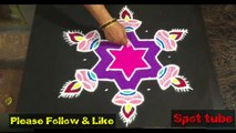 #Spot tube || दिवाली फेस्टिवल के लिए कलर्स और डॉट्स के साथ सिंपल रंगोली डिजाइन _ रंग के साथ खूबसूरत कोलम || Simple Rangoli Design with Colours & Dots  for Diwali Festival _ Beautiful Kolam with color
