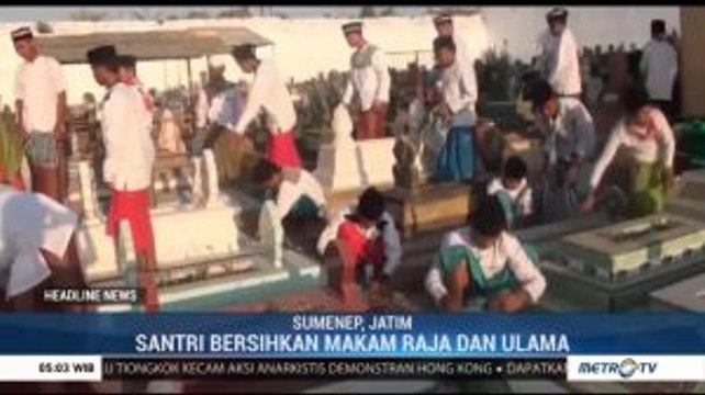 Sambut Hari Santri, Ribuan Santri di Sumenep Bersihkan Makam Raja dan Ulama