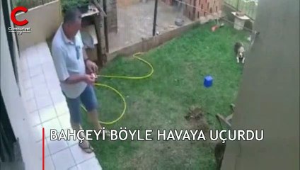 Hamam böceklerini öldürmek isterken bahçesini havaya uçurdu