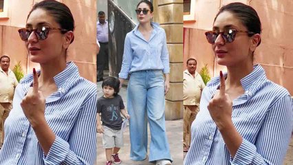 Kareena Kapoor Khan cast her vote with Taimur Ali Khan; Watch video | FilmiBeat