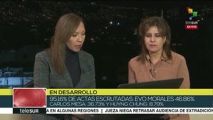 Evo Morales suma 46.86% de los votos con 95.16% de actas escrutadas