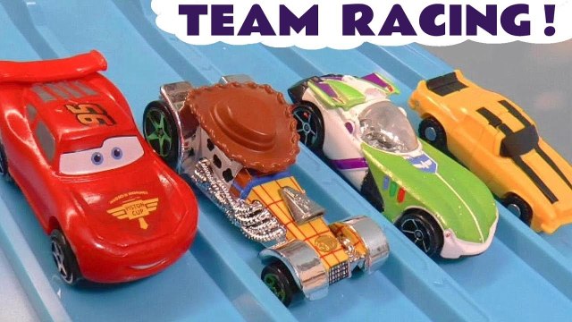 Disney Pixar Toy Story 4 Team Racing with Hot Wheels Marvel Avengers 4 & DC Comics Superheroes with Transformers Autobots in this Full Episode English