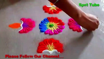 बहुत आसान सुंदर दीया रंगोली दीवाली || Diwali special || Diya rangoli
