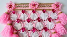 BEST OUT OF WASTE BANGELS AND WOOL CRAFT IDEA - DIY WOOLEN AND BANGELS WALL HANGING TORAN