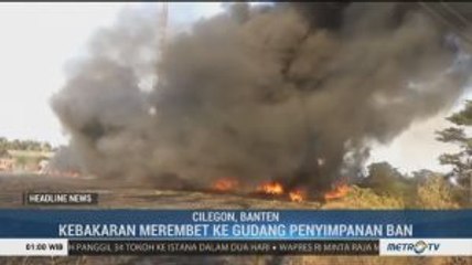 Kebakaran Lahan Ilalang Merembet ke Gudang Ban Bekas