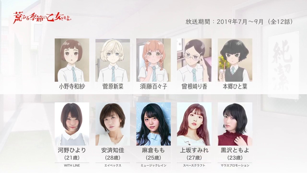 荒ぶる季節の乙女どもよ。の声優さんたちは、こんな顔！