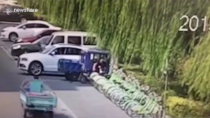 Passersby rescue drowning passengers after they drove car into river