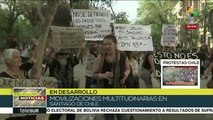 Persisten movilizaciones multitudinarias en la capital de Chile