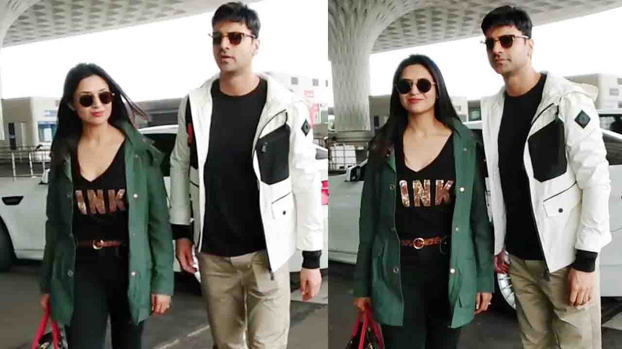 Divyanka Tripathi & Vivek Dahiya leave for London,spotted at Mumbai airport; Watch video | FilmiBeat