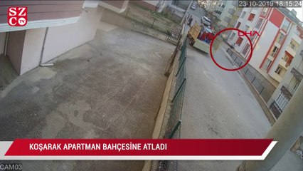 Kimse bir anlam veremedi! Koşarak apartman bahçesine atladı