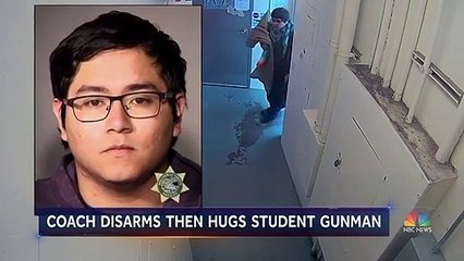 Coach disarms them hugs student gunman