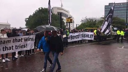 Newcastle United fans protest against club owner Mike Ashley