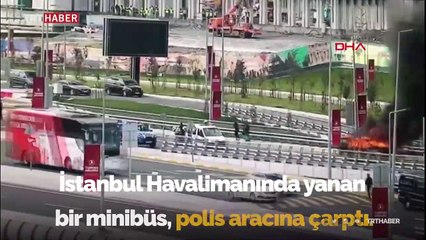 Yanan minibüs polis aracına çarparak durabildi