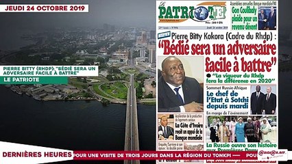 Le Titrologue du 24 Octobre 2019- Pierre Bitty (Rhdp): "Bédié est un adversaire facile à battre"
