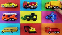 Cars for kids, Toys review and learning name and sounds School Bus, vehicles, Excavator toy