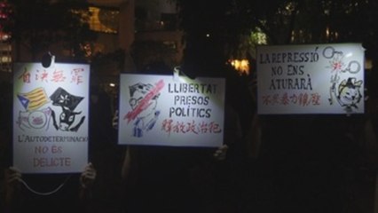 Hongkoneses se manifiestan para apoyar "causa catalana por la libertad"