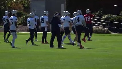 Mohamed Sanu And Josh McDaniels Talk At Patriots Practice