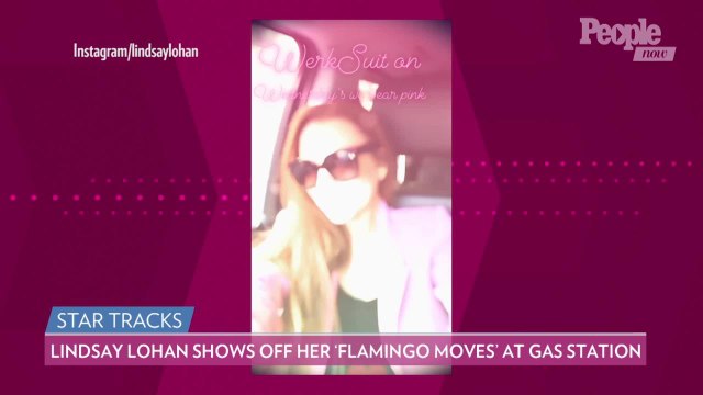 Lindsay Lohan Shows Off Her 'Flamingo Moves' While Dancing in a Pink Jumpsuit at a Gas Station