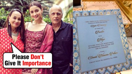 Alia Bhatt's Mom Soni Razdan, Mukhesh Bhatt REACT On Ranbir - Alia's Wedding Card