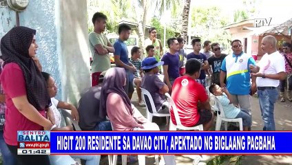 Higit 200 residente sa Davao City, apektado ng biglaang pagbaha