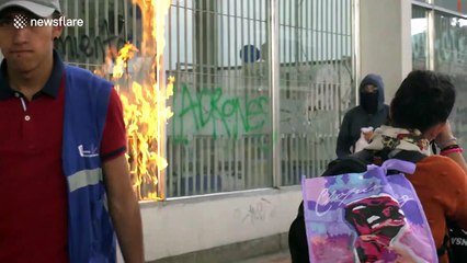 Police and students clash at Bogota protest