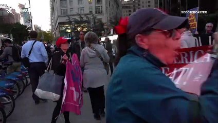 Trump supporter protests silent vigil supporting migrants in New York