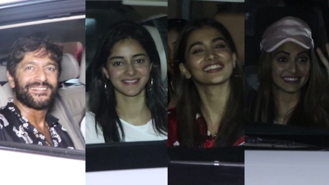 Kriti Sanon, Ananya Panday, Chunky Panday, Akshay Kumar, Bobby Deol at Housefull 4 screening