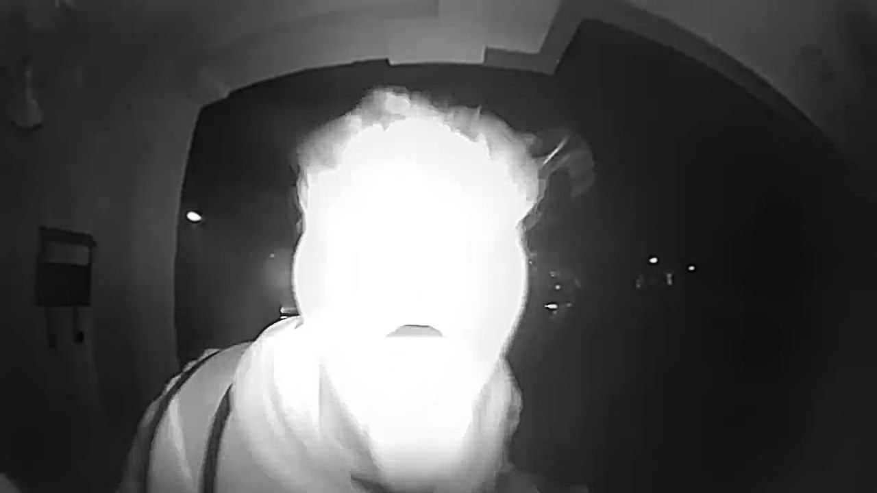 Un homme étrange fouille dans sa boîte aux lettres avant de lécher sa caméra de sécurité