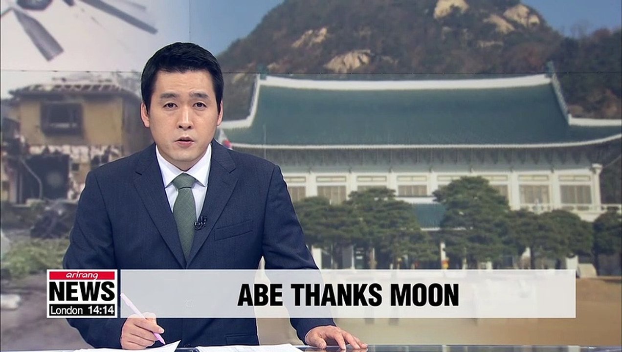 Abe thanks President Moon for sending condolences over Typhoon Hagibis