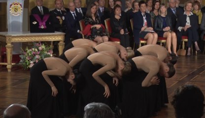 Victor Polster, acteur-danseur du célèbre film "Girl", se produit devant la princesse Elisabeth