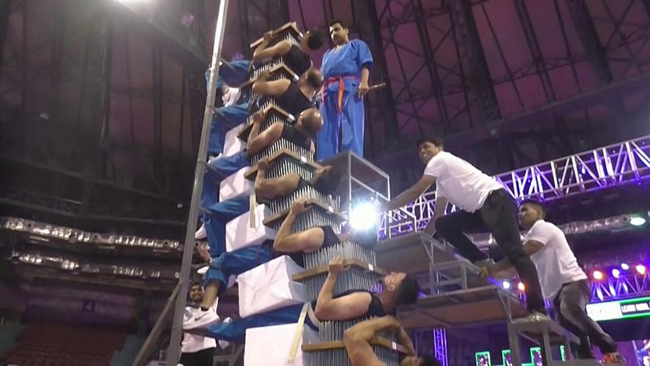 Nailed it! Bed of nails record broken in India