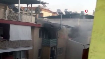Anne ve çocuğunun mahsur kaldığı yangında can pazarı kamerada