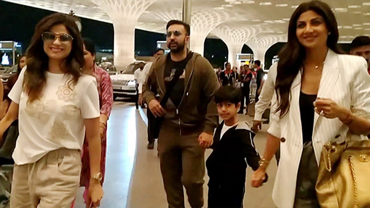 Shilpa Shetty spotted at Mumbai airport with husband Raj Kundra & Viaan; Watch video | FilmiBeat