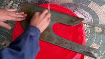 Restoration giant kitchen knives - Restore rusted butcher's knife