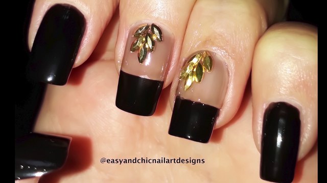 How to use Black with Nail Accessories-Nail Art Design Tutorial