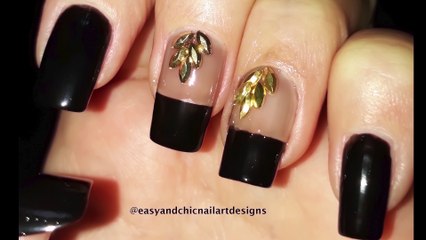 How to use  Black with Nail Accessories-Nail Art Design Tutorial